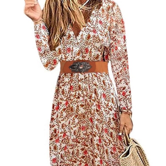 Dresses & Skirts - Elegant Floral Long Sleeve Dress